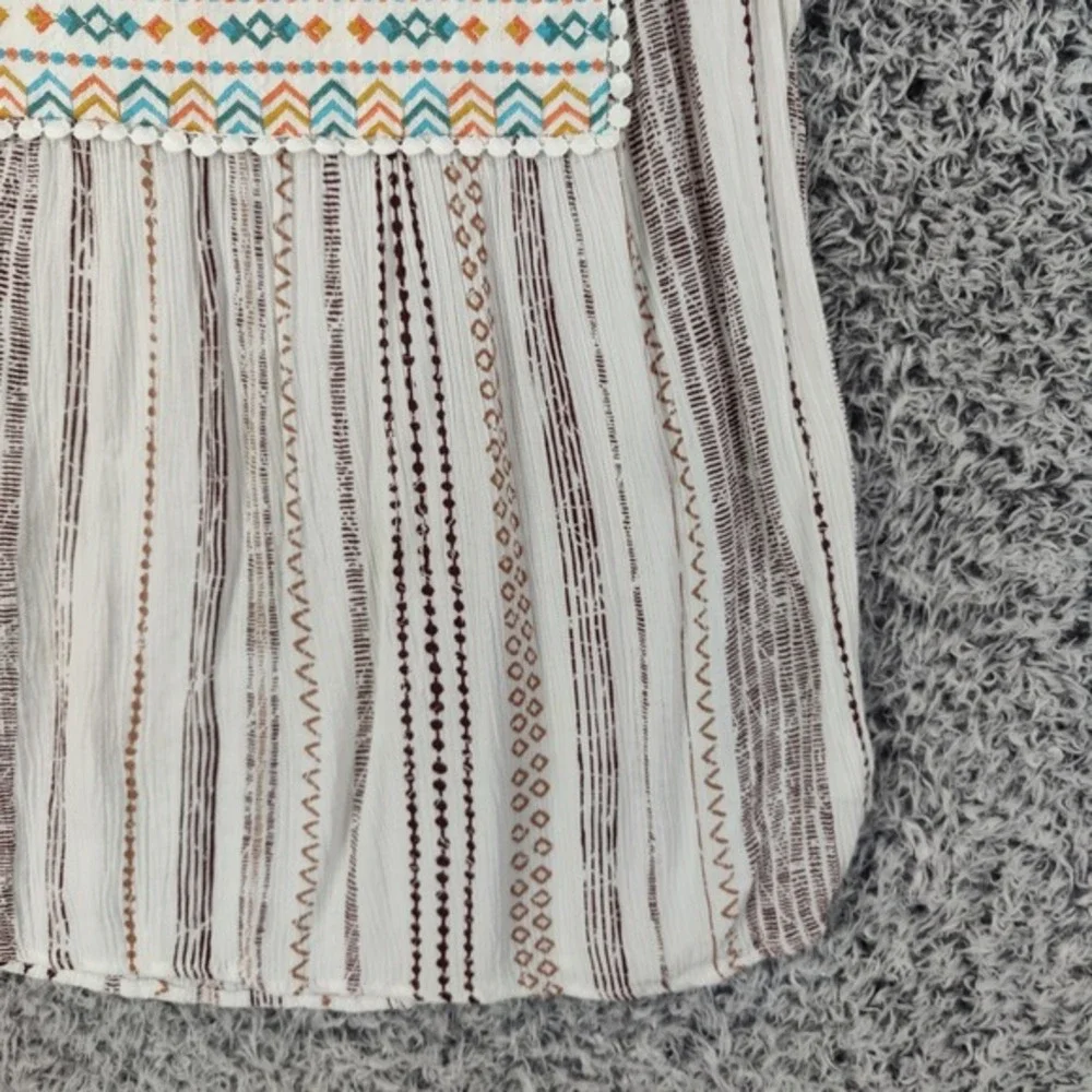 Savanna Jane Embroidered Tunic Top Multi Color Stripe Cottage Fairy Women Medium - Picture 7 of 15
